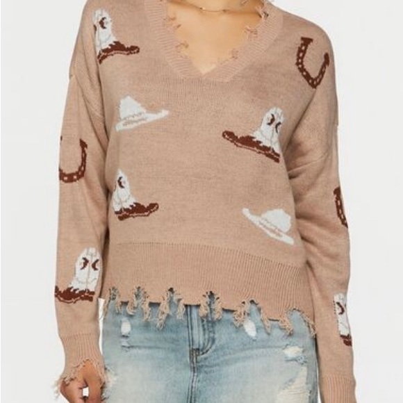 Nwt Western Shark Bite sweater Sz Medium - Picture 1 of 2